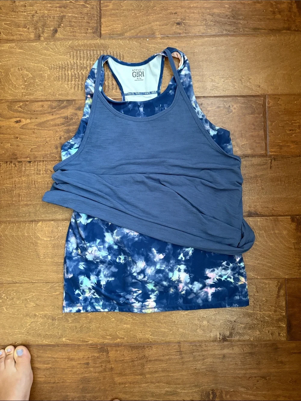 Athleta Girl Navy Blue Layered Racerback Tank Top